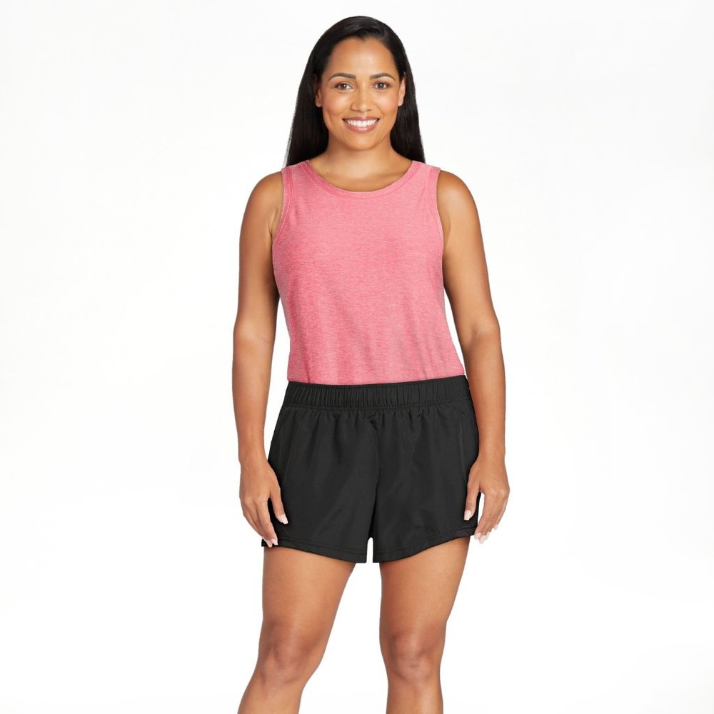 Real Running Shorts  built in liner panty Size XL (16-18) BLACK zip rear pocket